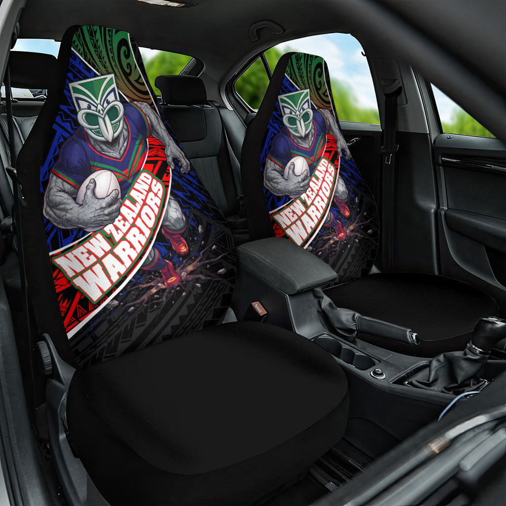 New Zealand Warriors Rugby Car Seat Cover Tribal Polynesian Power Art - Lightning Mascot