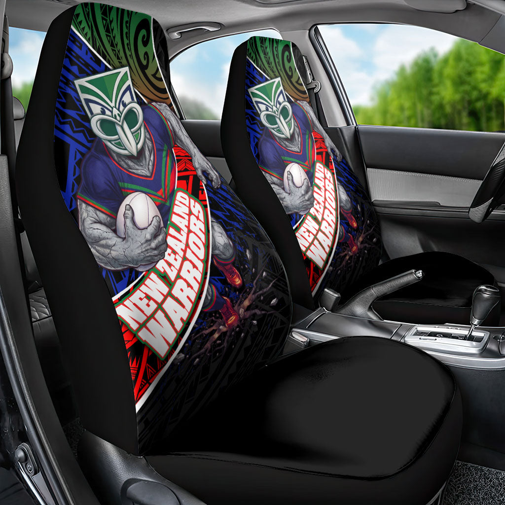 New Zealand Warriors Rugby Car Seat Cover Tribal Polynesian Power Art - Lightning Mascot