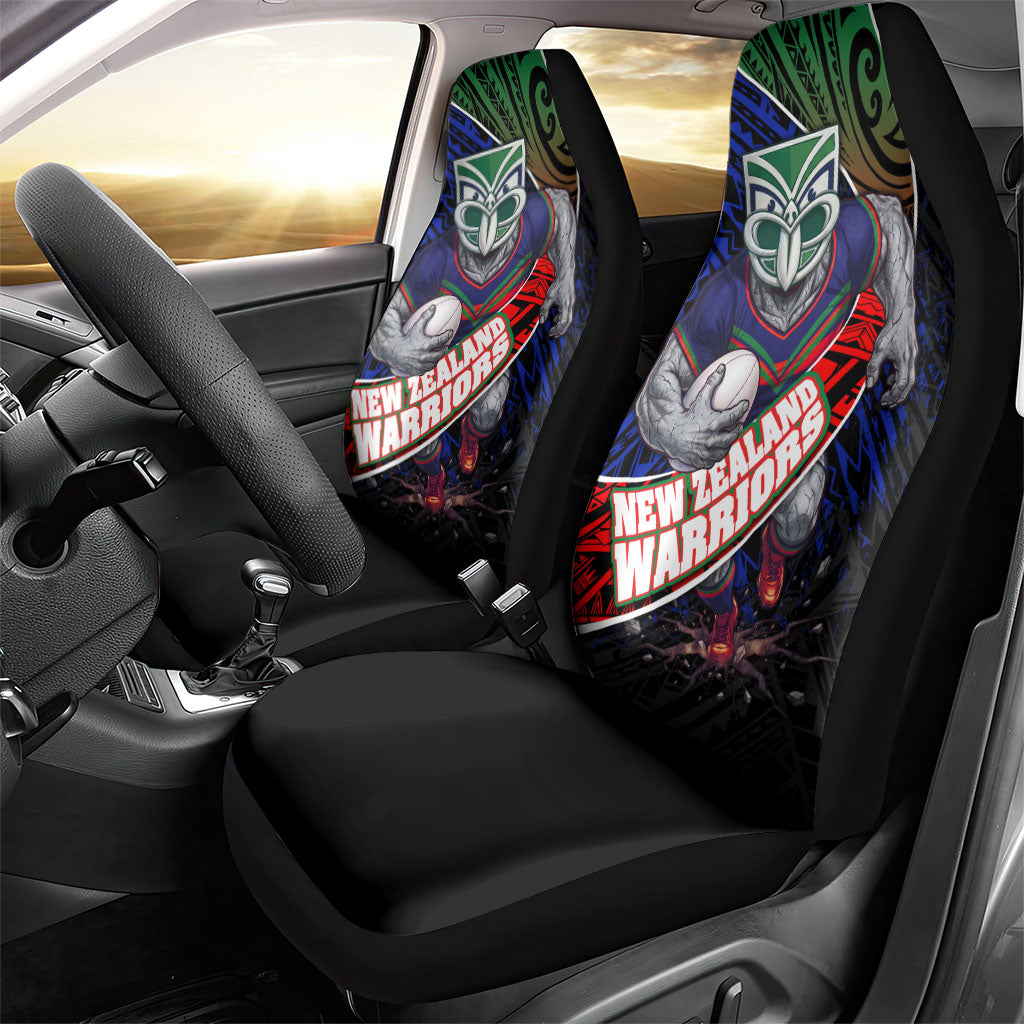 New Zealand Warriors Rugby Car Seat Cover Tribal Polynesian Power Art - Lightning Mascot