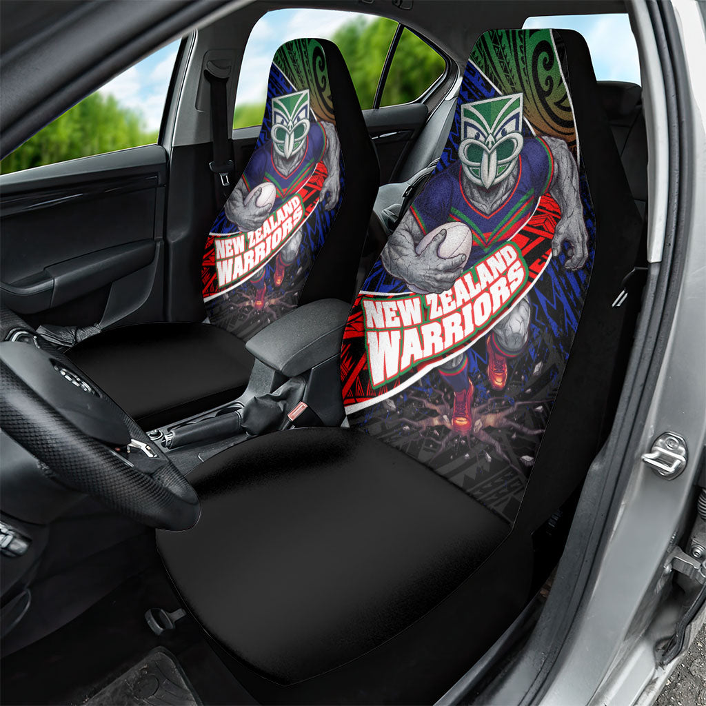 New Zealand Warriors Rugby Car Seat Cover Tribal Polynesian Power Art - Lightning Mascot