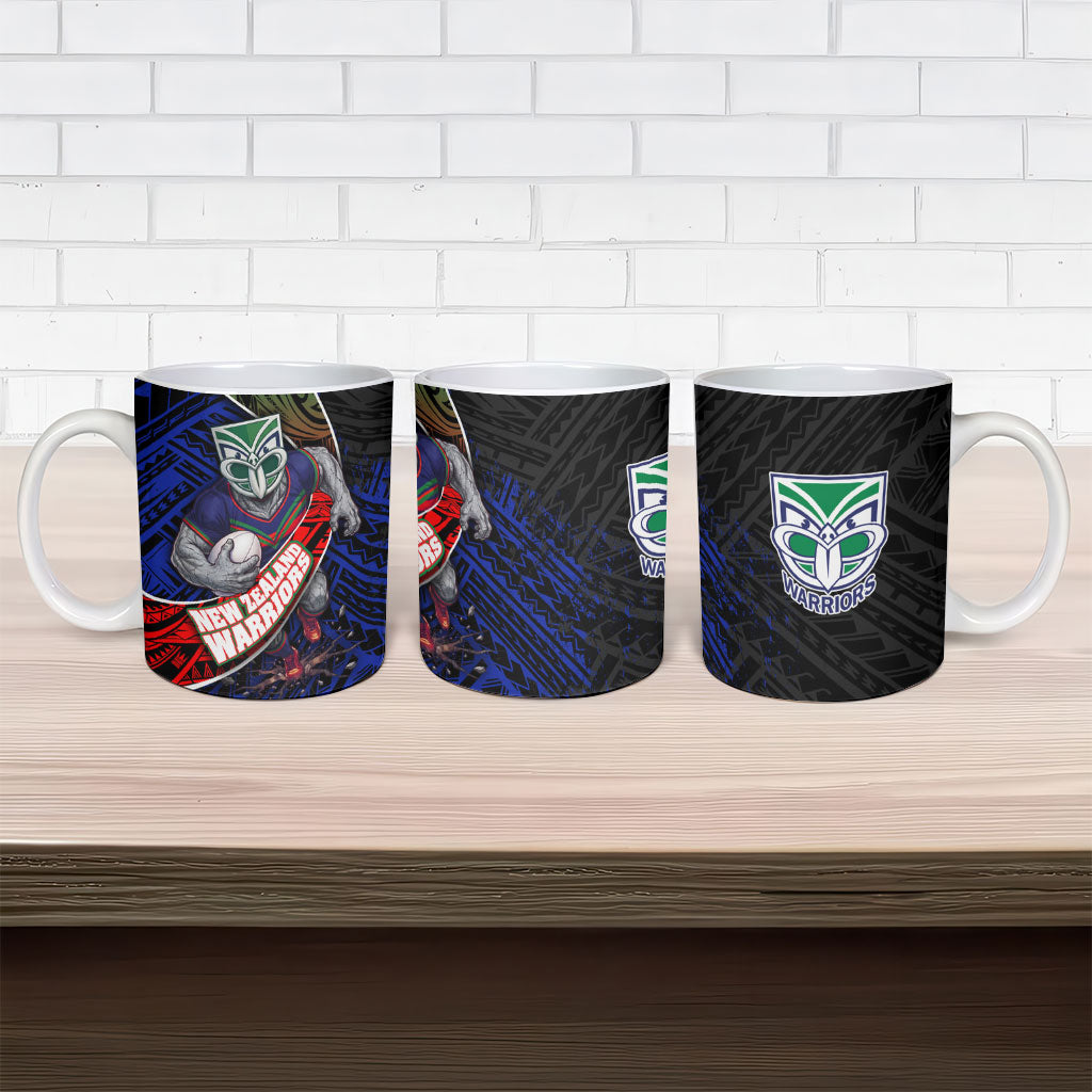 New Zealand Warriors Rugby Ceramic Mug Tribal Polynesian Power Art - Lightning Mascot