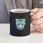 New Zealand Warriors Rugby Ceramic Mug Tribal Polynesian Power Art - Lightning Mascot