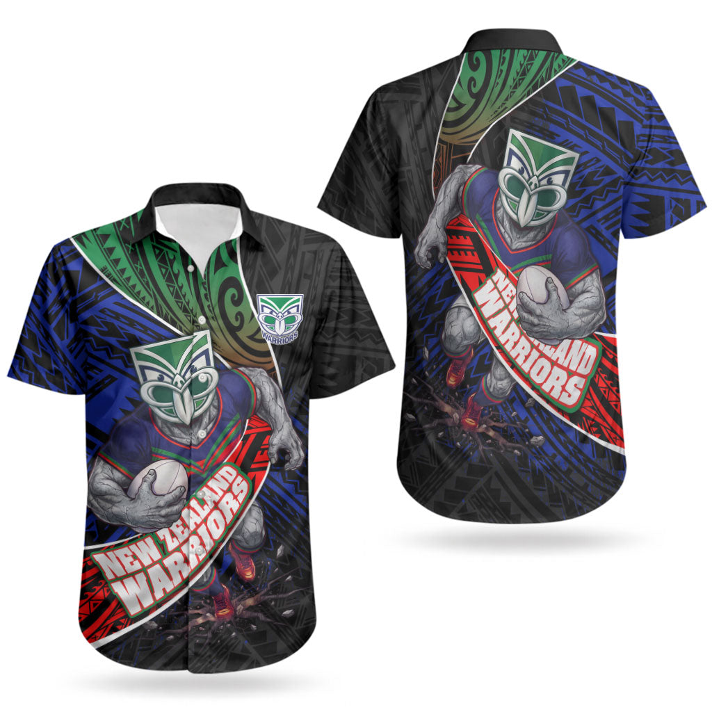 New Zealand Warriors Rugby Couples Matching Mermaid Dress and Hawaiian Shirt Tribal Polynesian Power Art - Lightning Mascot