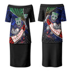 New Zealand Warriors Rugby Couples Matching Puletasi and Long Sleeve Button Shirt Tribal Polynesian Power Art - Lightning Mascot
