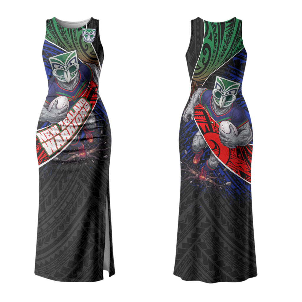 New Zealand Warriors Rugby Couples Matching Tank Maxi Dress and Hawaiian Shirt Tribal Polynesian Power Art - Lightning Mascot