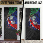 New Zealand Warriors Rugby Door Cover Tribal Polynesian Power Art - Lightning Mascot