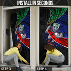 New Zealand Warriors Rugby Door Cover Tribal Polynesian Power Art - Lightning Mascot