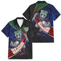 New Zealand Warriors Rugby Family Matching Off Shoulder Maxi Dress and Hawaiian Shirt Tribal Polynesian Power Art - Lightning Mascot