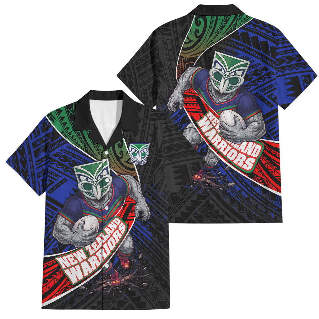 New Zealand Warriors Rugby Family Matching Summer Maxi Dress and Hawaiian Shirt Tribal Polynesian Power Art - Lightning Mascot