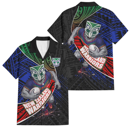 New Zealand Warriors Rugby Family Matching Summer Maxi Dress and Hawaiian Shirt Tribal Polynesian Power Art - Lightning Mascot