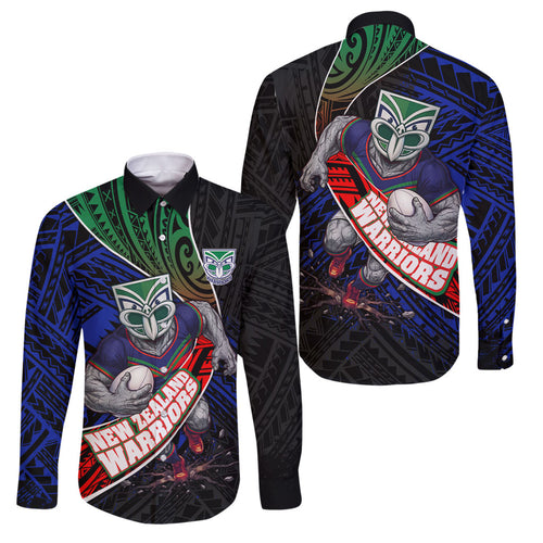 New Zealand Warriors Rugby Family Matching Summer Maxi Dress and Hawaiian Shirt Tribal Polynesian Power Art - Lightning Mascot