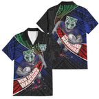 New Zealand Warriors Rugby Family Matching Tank Maxi Dress and Hawaiian Shirt Tribal Polynesian Power Art - Lightning Mascot