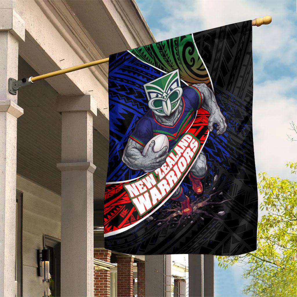 New Zealand Warriors Rugby Garden Flag Tribal Polynesian Power Art - Lightning Mascot