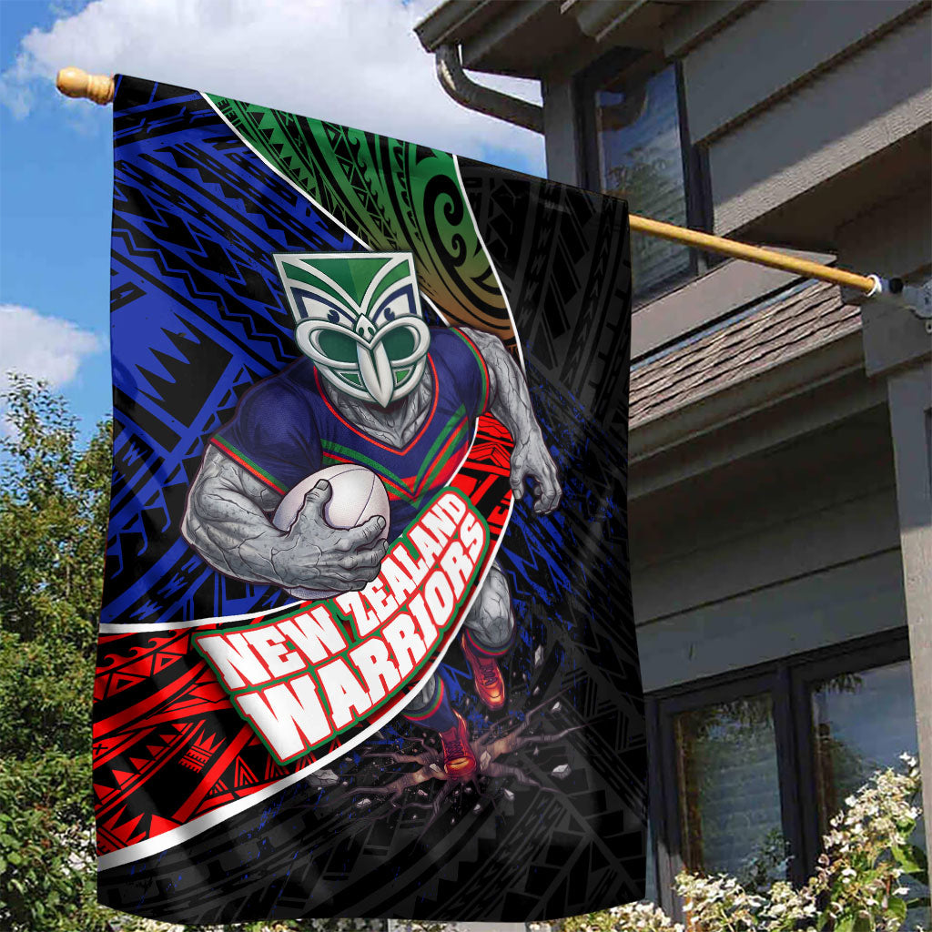 New Zealand Warriors Rugby Garden Flag Tribal Polynesian Power Art - Lightning Mascot