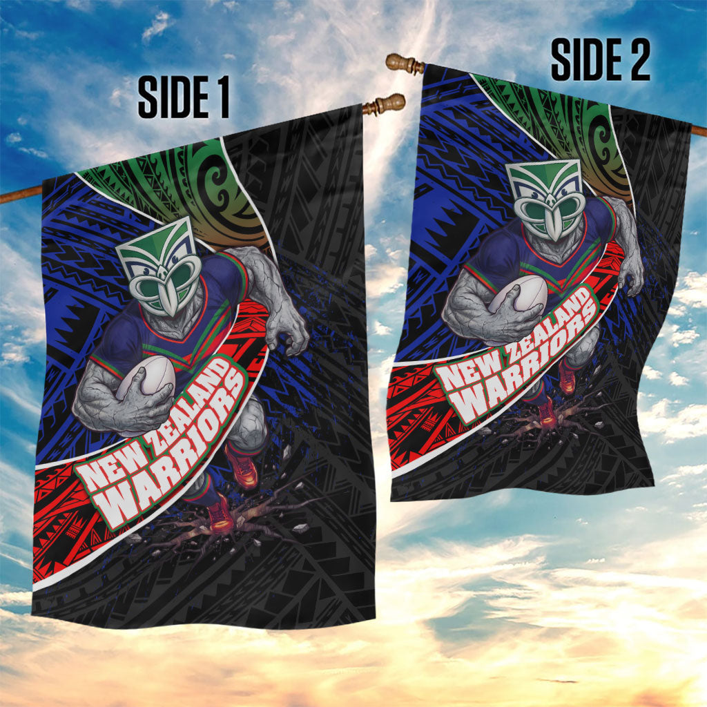 New Zealand Warriors Rugby Garden Flag Tribal Polynesian Power Art - Lightning Mascot