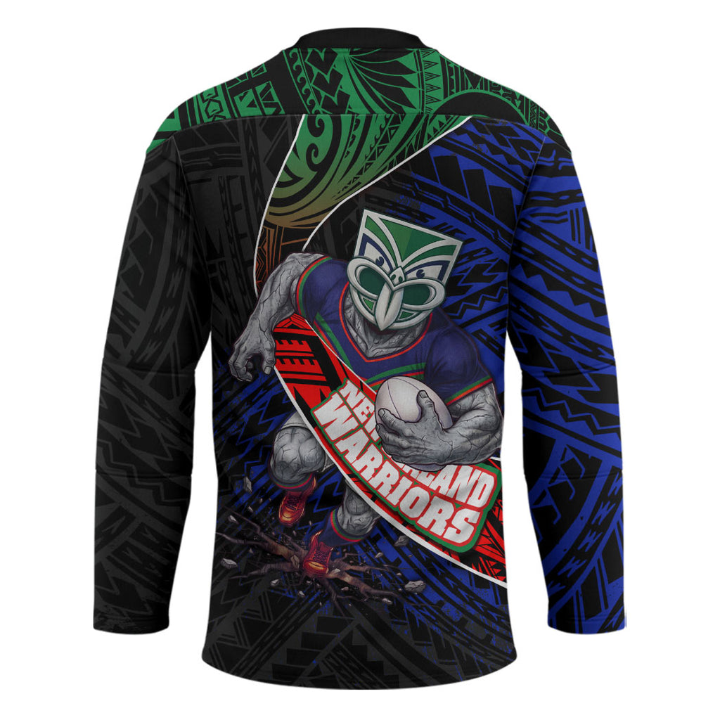 New Zealand Warriors Rugby Hockey Jersey Tribal Polynesian Power Art - Lightning Mascot