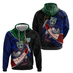 New Zealand Warriors Rugby Hoodie Tribal Polynesian Power Art - Lightning Mascot