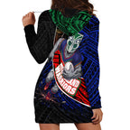 New Zealand Warriors Rugby Hoodie Dress Tribal Polynesian Power Art - Lightning Mascot