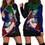 New Zealand Warriors Rugby Hoodie Dress Tribal Polynesian Power Art - Lightning Mascot