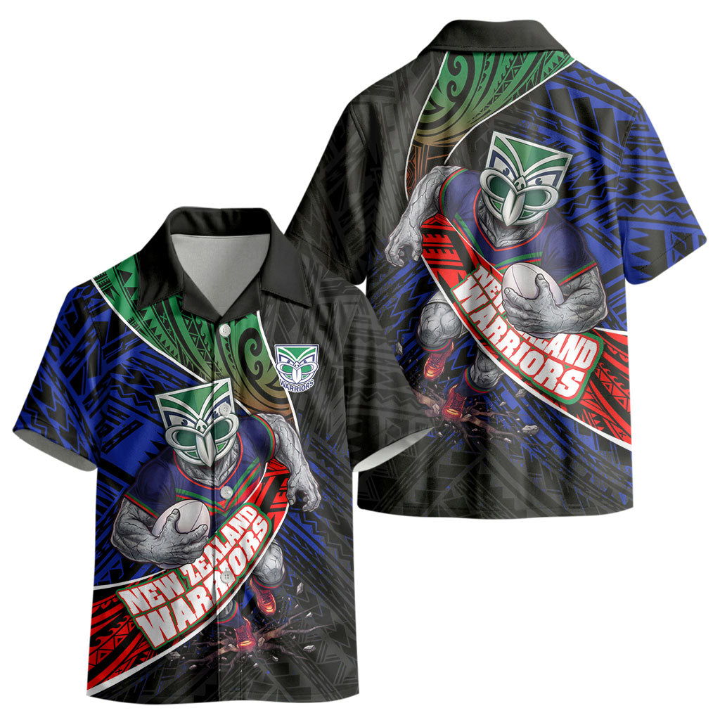 New Zealand Warriors Rugby Kid Hawaiian Shirt Tribal Polynesian Power Art - Lightning Mascot