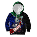 New Zealand Warriors Rugby Kid Hoodie Tribal Polynesian Power Art - Lightning Mascot