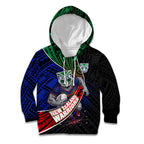 New Zealand Warriors Rugby Kid Hoodie Tribal Polynesian Power Art - Lightning Mascot