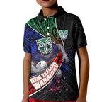 New Zealand Warriors Rugby Kid Polo Shirt Tribal Polynesian Power Art - Lightning Mascot