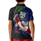 New Zealand Warriors Rugby Kid Polo Shirt Tribal Polynesian Power Art - Lightning Mascot