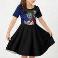 New Zealand Warriors Rugby Kid Short Sleeve Dress Tribal Polynesian Power Art - Lightning Mascot