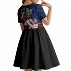 New Zealand Warriors Rugby Kid Short Sleeve Dress Tribal Polynesian Power Art - Lightning Mascot