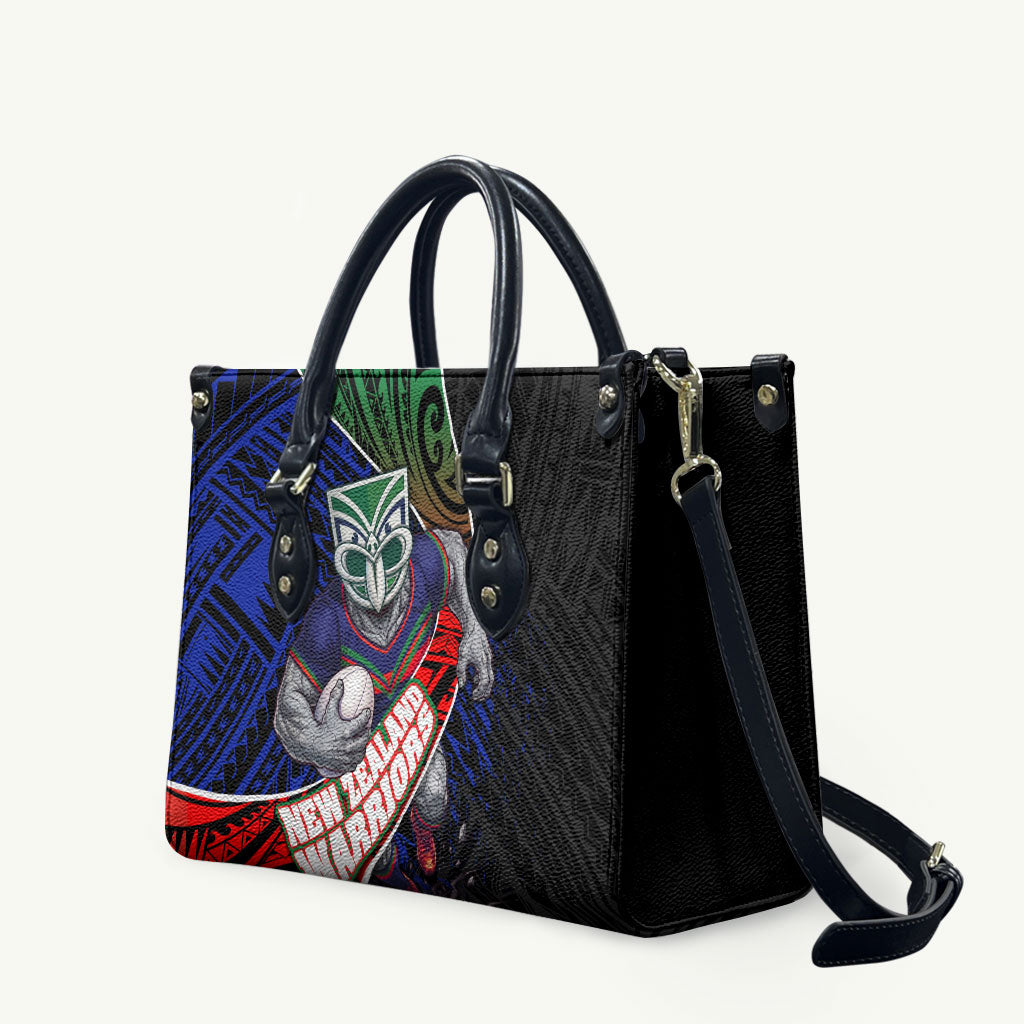 New Zealand Warriors Rugby Leather Bag Tribal Polynesian Power Art - Lightning Mascot