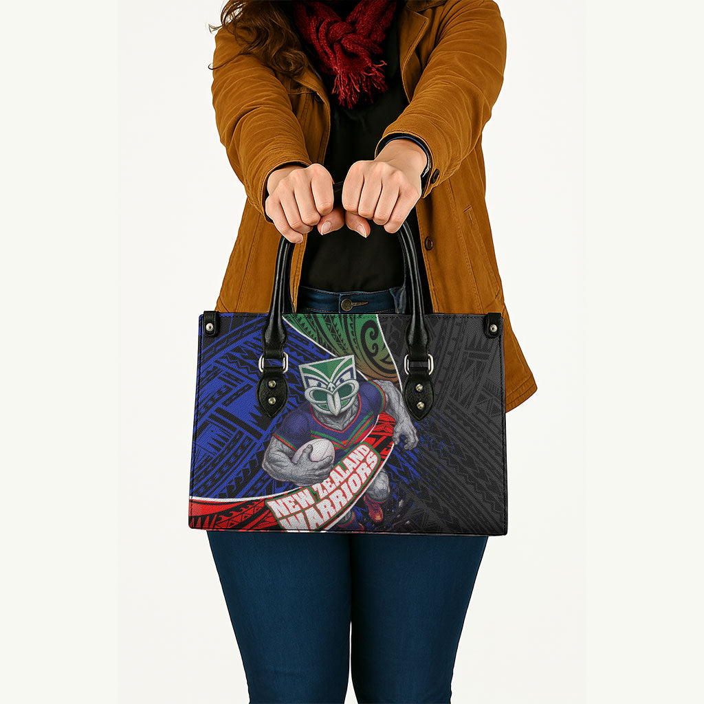 New Zealand Warriors Rugby Leather Bag Tribal Polynesian Power Art - Lightning Mascot
