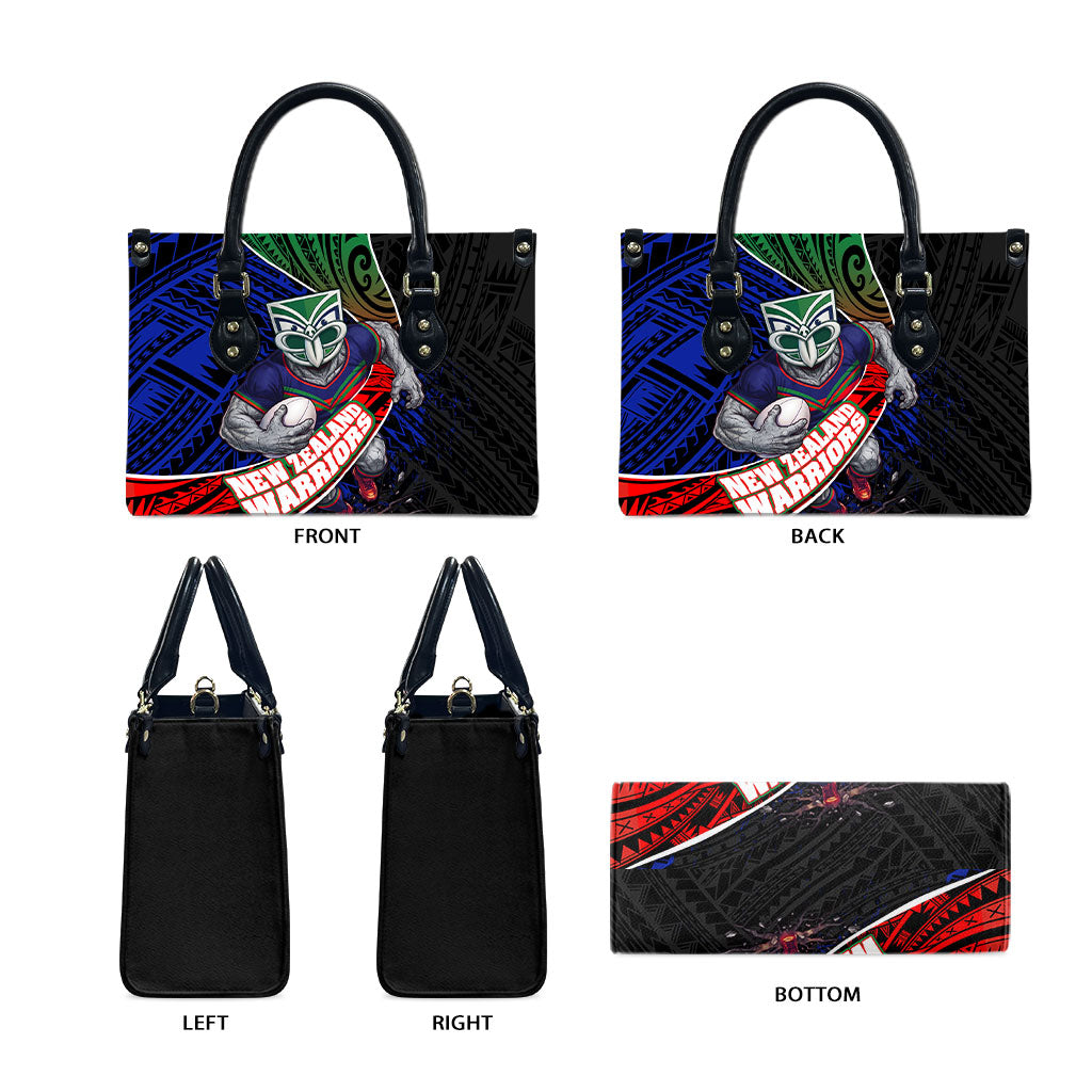 New Zealand Warriors Rugby Leather Bag Tribal Polynesian Power Art - Lightning Mascot