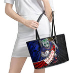 New Zealand Warriors Rugby Leather Tote Bag Tribal Polynesian Power Art - Lightning Mascot