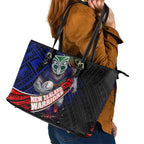 New Zealand Warriors Rugby Leather Tote Bag Tribal Polynesian Power Art - Lightning Mascot