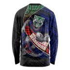 New Zealand Warriors Rugby Long Sleeve Shirt Tribal Polynesian Power Art - Lightning Mascot
