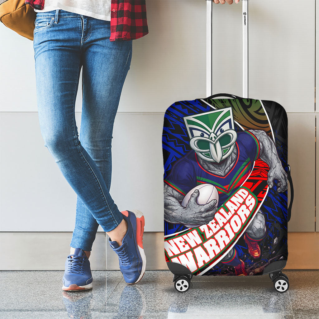 New Zealand Warriors Rugby Luggage Cover Tribal Polynesian Power Art - Lightning Mascot