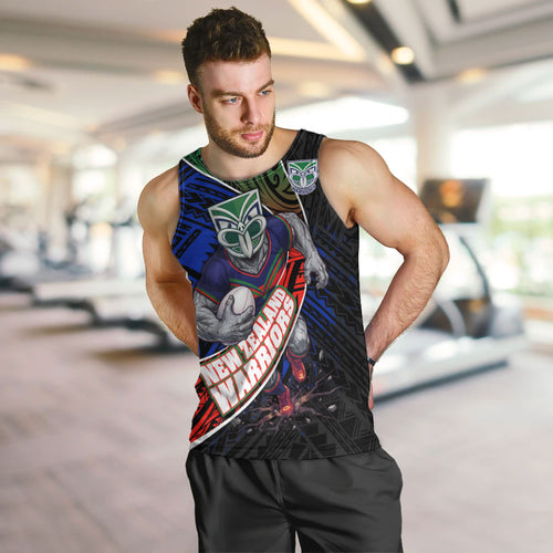 New Zealand Warriors Rugby Men Tank Top Tribal Polynesian Power Art - Lightning Mascot