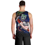 New Zealand Warriors Rugby Men Tank Top Tribal Polynesian Power Art - Lightning Mascot