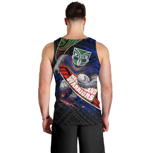 New Zealand Warriors Rugby Men Tank Top Tribal Polynesian Power Art - Lightning Mascot