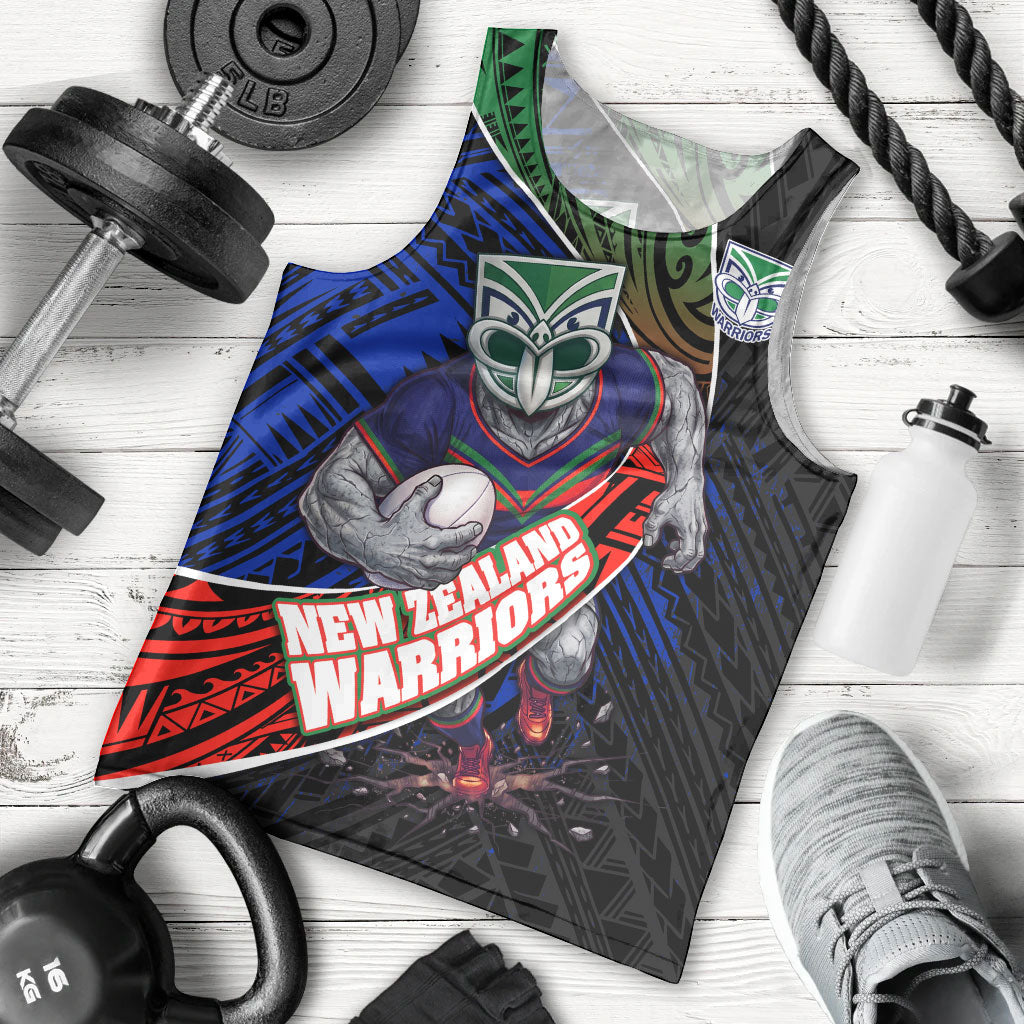 New Zealand Warriors Rugby Men Tank Top Tribal Polynesian Power Art - Lightning Mascot