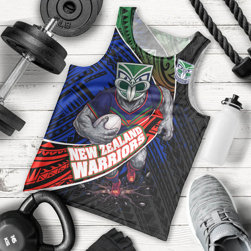 New Zealand Warriors Rugby Men Tank Top Tribal Polynesian Power Art - Lightning Mascot