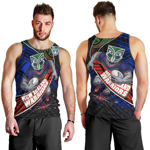 New Zealand Warriors Rugby Men Tank Top Tribal Polynesian Power Art - Lightning Mascot