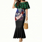 New Zealand Warriors Rugby Mermaid Dress Tribal Polynesian Power Art - Lightning Mascot