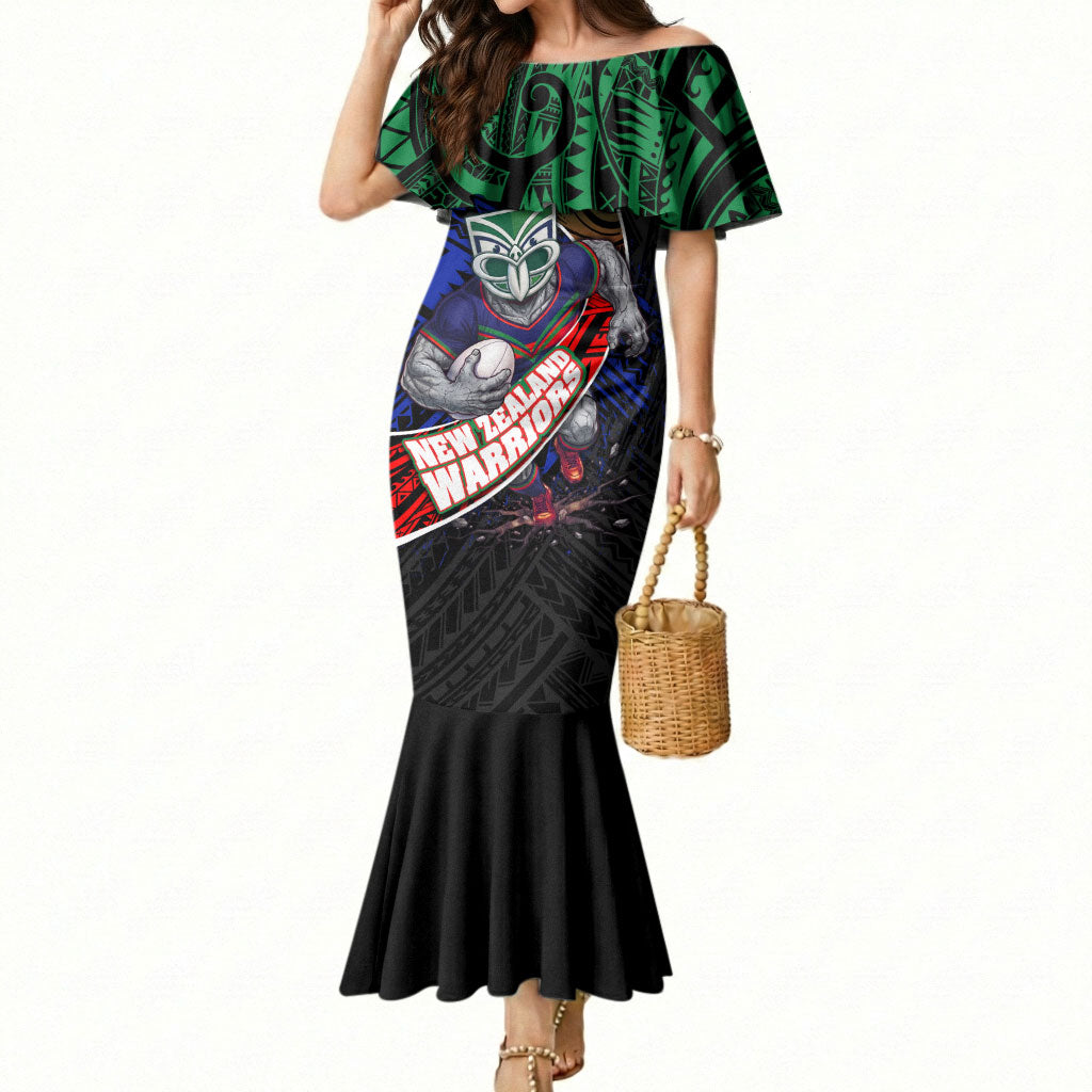New Zealand Warriors Rugby Mermaid Dress Tribal Polynesian Power Art - Lightning Mascot