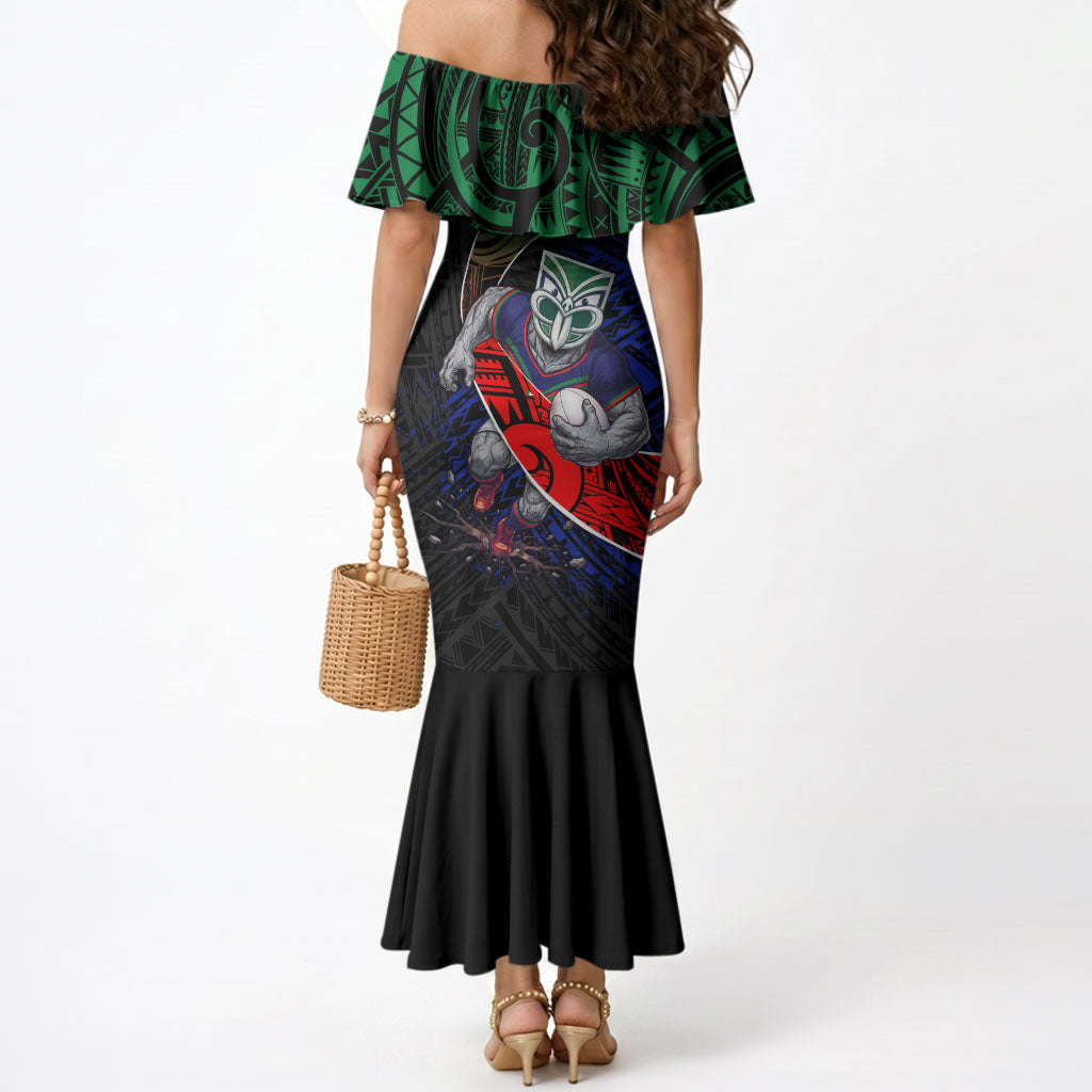 New Zealand Warriors Rugby Mermaid Dress Tribal Polynesian Power Art - Lightning Mascot