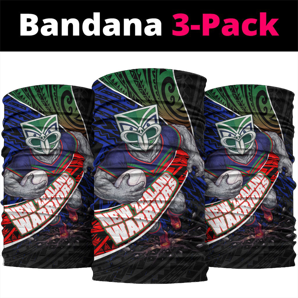 New Zealand Warriors Rugby Neck Gaiter Tribal Polynesian Power Art - Lightning Mascot