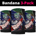 New Zealand Warriors Rugby Neck Gaiter Tribal Polynesian Power Art - Lightning Mascot