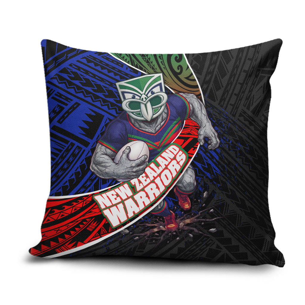 New Zealand Warriors Rugby Pillow Cover Tribal Polynesian Power Art - Lightning Mascot
