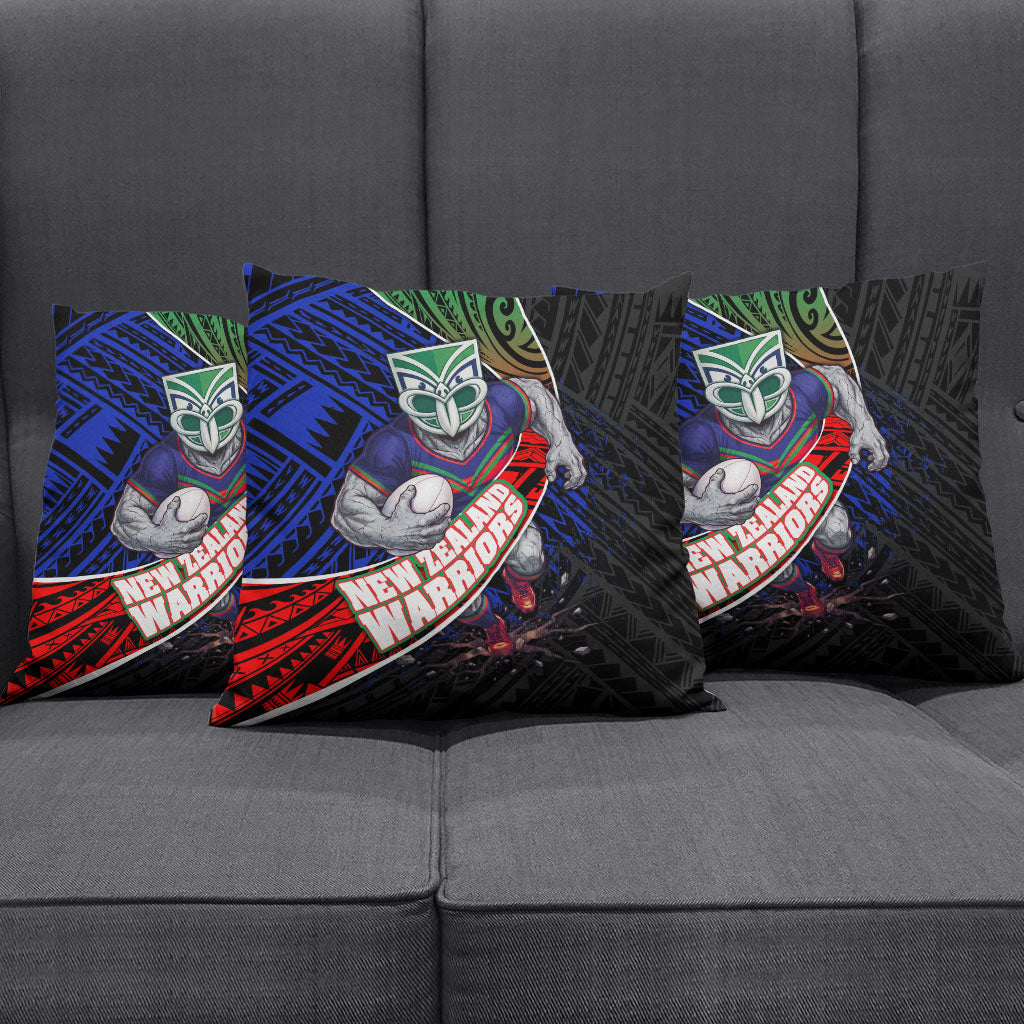 New Zealand Warriors Rugby Pillow Cover Tribal Polynesian Power Art - Lightning Mascot